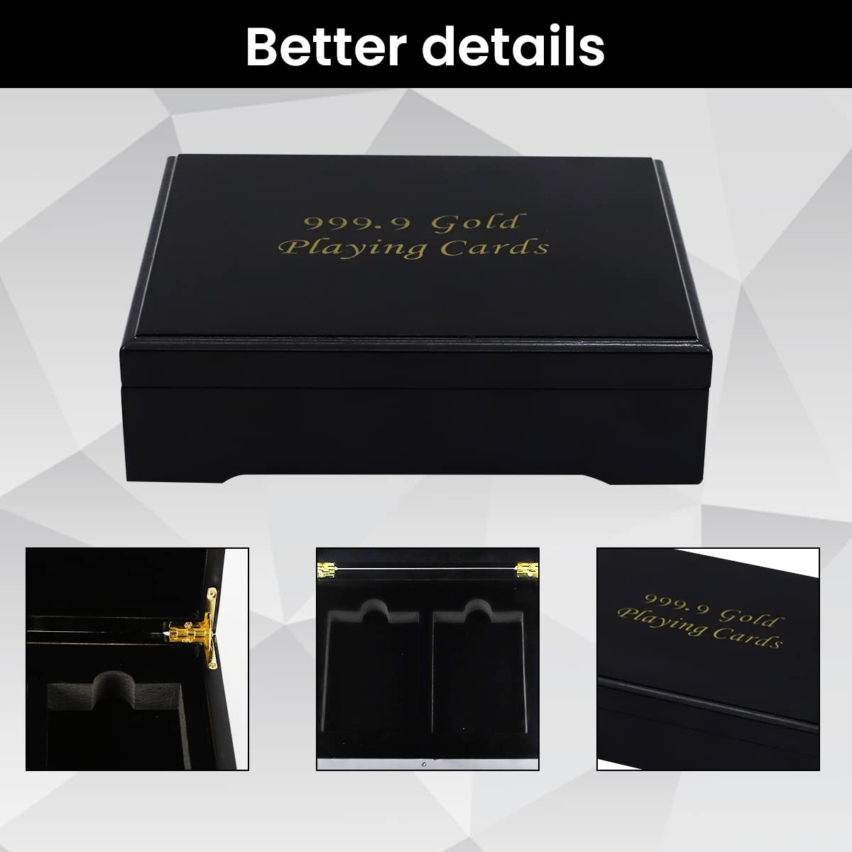PATPAT Wooden Box Card Box Card Organizer Box Cards Deck for Poker Texas Game Palying Cards Poker Cards Storage Box, Black PATPAT Wooden Box Card Box Card Organizer Box Cards Deck for Poker Texas Game Palying Cards Poker Cards Storage Box, Black
